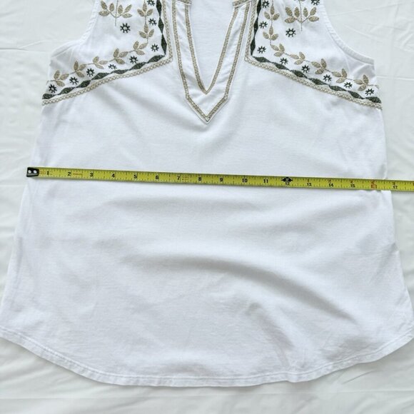 banana republic sleeveless top XXS Embroidered Design White Green And Beige - Picture 3 of 12